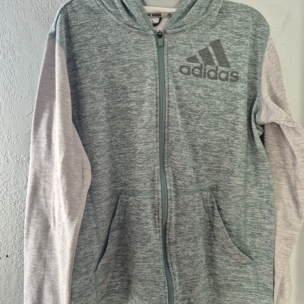 Adidas Men's Green and Gray Zip-Up Jacket